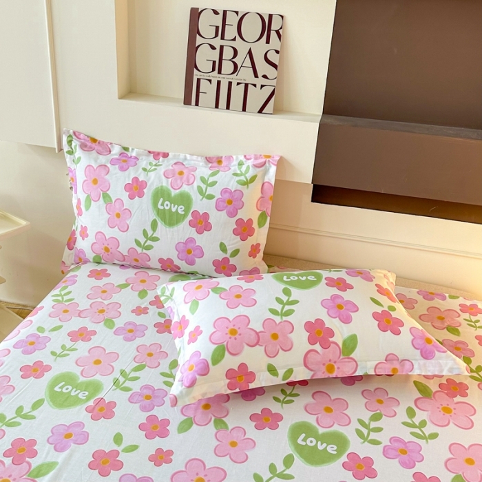 91家纺网 家纺一手货源 找家纺 帛织澜家纺 2025新款12868全棉喷气印花枕套-花夏未央-粉