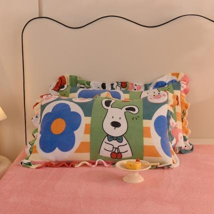 甜之梦家纺 2025新款韩版泥点绒单品枕套 萌宠跳跳