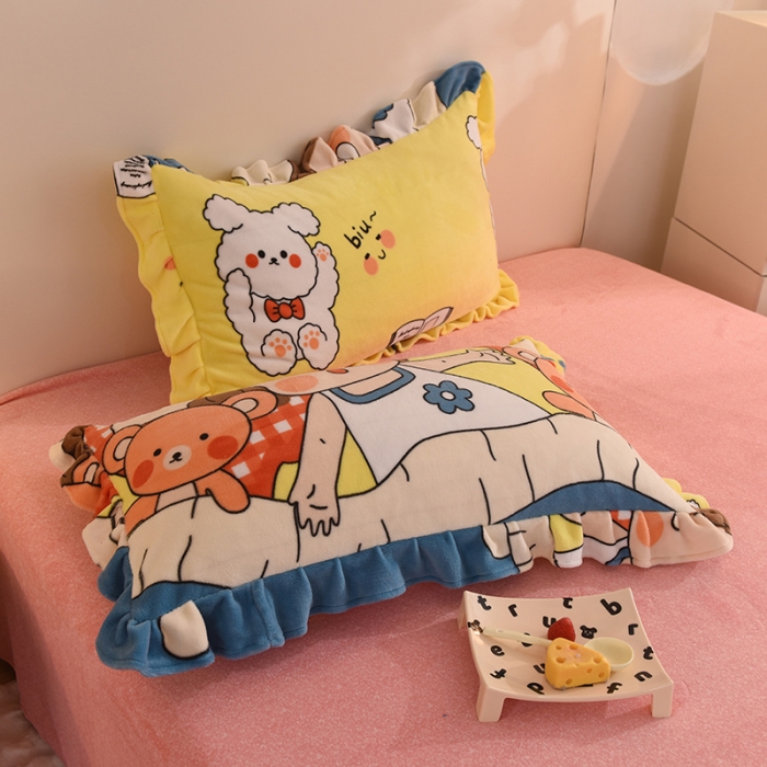 91家纺网 家纺一手货源 找家纺 甜之梦家纺 2025新款韩版泥点绒单品枕套 泡泡公主