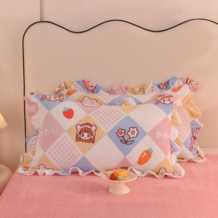 91家纺网 家纺一手货源 找家纺 甜之梦家纺 2025新款韩版泥点绒单品枕套 诗雨恋人