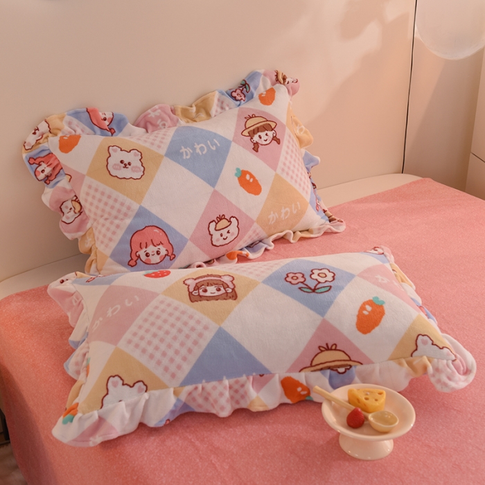 91家纺网 家纺一手货源 找家纺 甜之梦家纺 2025新款韩版泥点绒单品枕套 诗雨恋人