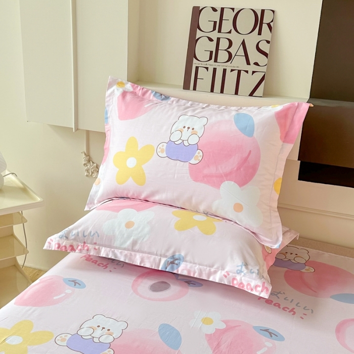 91家纺网 家纺一手货源 找家纺 帛织澜家纺 2025新款12868全棉喷气印花枕套-蜜桃桃