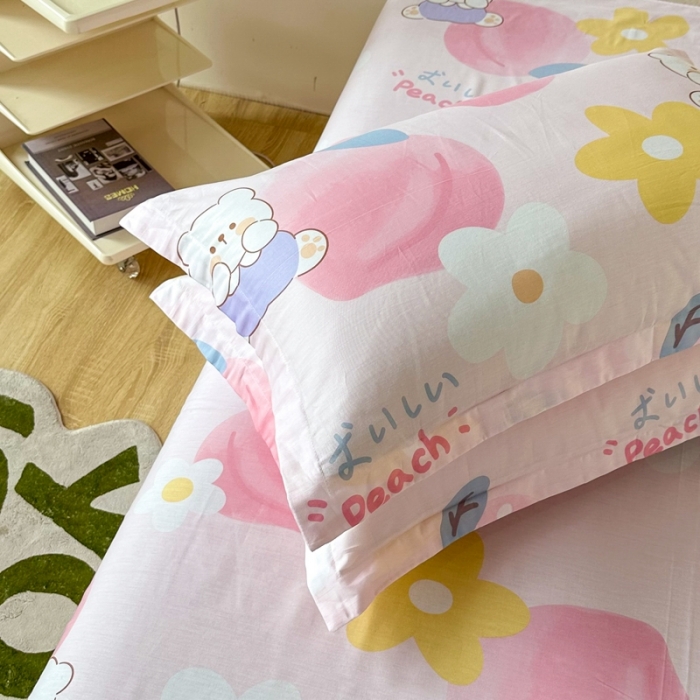 91家纺网 家纺一手货源 找家纺 帛织澜家纺 2025新款12868全棉喷气印花枕套-蜜桃桃