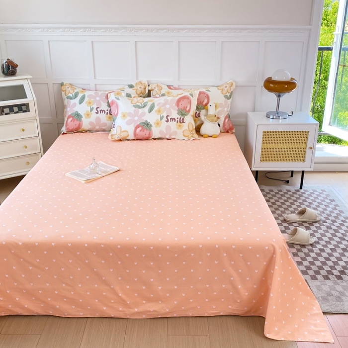 91家纺网 家纺一手货源 找家纺 帛织澜家纺 2025新款12868全棉喷气印花床单单件-草莓物语