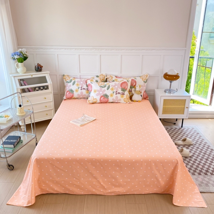 91家纺网 家纺一手货源 找家纺 帛织澜家纺 2025新款12868全棉喷气印花床单单件-草莓物语