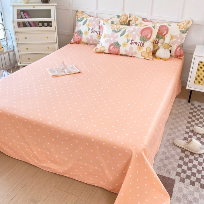 91家纺网 家纺一手货源 找家纺 帛织澜家纺 2025新款12868全棉喷气印花床单单件-草莓物语