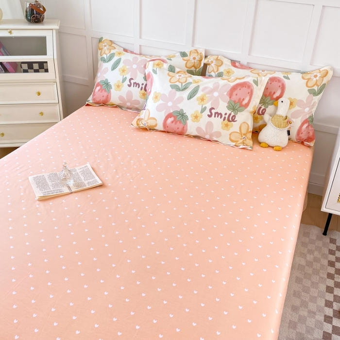 91家纺网 家纺一手货源 找家纺 帛织澜家纺 2025新款12868全棉喷气印花床单单件-草莓物语