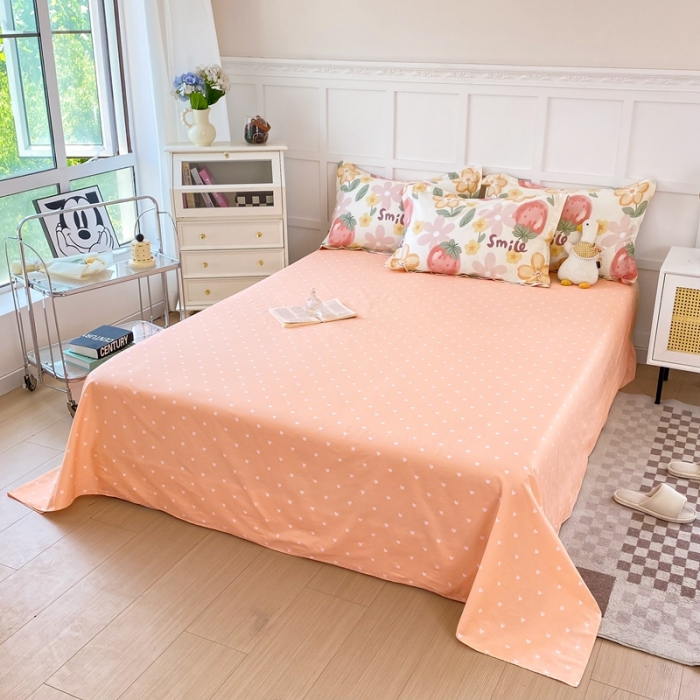 91家纺网 家纺一手货源 找家纺 帛织澜家纺 2025新款12868全棉喷气印花床单单件-草莓物语