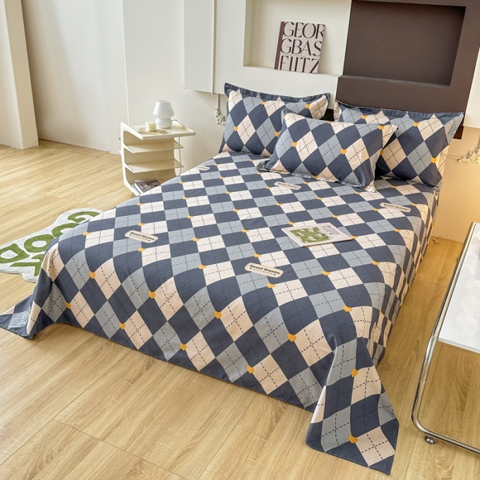 91家纺网 家纺一手货源 找家纺 帛织澜家纺 2025新款12868全棉喷气印花床单单件-格韵空间