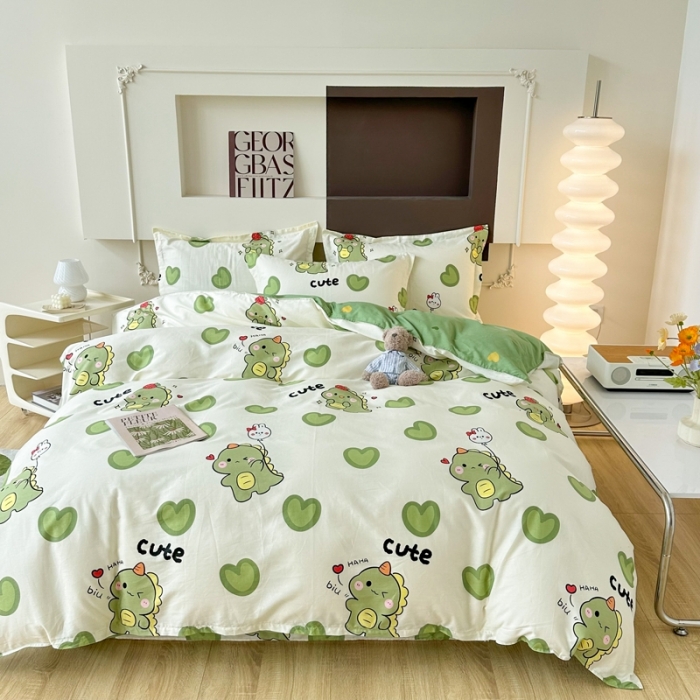 91家纺网 家纺一手货源 找家纺 帛织澜 12868全棉喷气印花四件套-呆萌宝贝