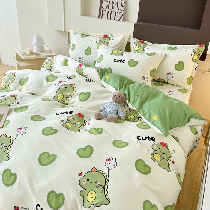 91家纺网 家纺一手货源 找家纺 帛织澜 12868全棉喷气印花四件套-呆萌宝贝