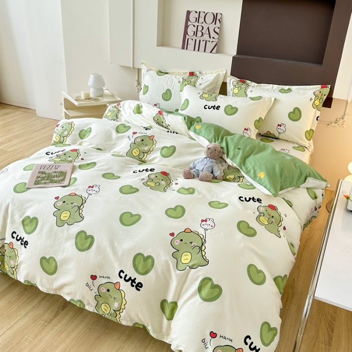 91家纺网 家纺一手货源 找家纺 帛织澜 12868全棉喷气印花四件套-呆萌宝贝