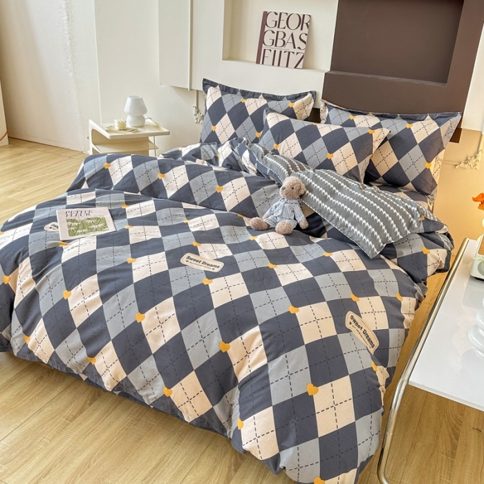 91家纺网 家纺一手货源 找家纺 帛织澜 12868全棉喷气印花四件套-格韵空间