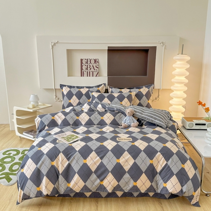 91家纺网 家纺一手货源 找家纺 帛织澜 12868全棉喷气印花四件套-格韵空间