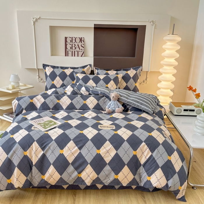 91家纺网 家纺一手货源 找家纺 帛织澜 12868全棉喷气印花四件套-格韵空间