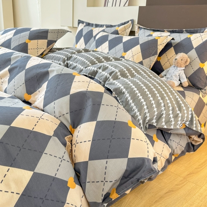 91家纺网 家纺一手货源 找家纺 帛织澜 12868全棉喷气印花四件套-格韵空间