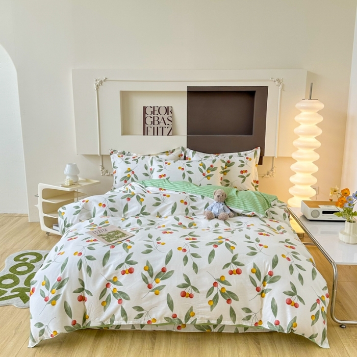 91家纺网 家纺一手货源 找家纺 帛织澜 12868全棉喷气印花四件套-花果