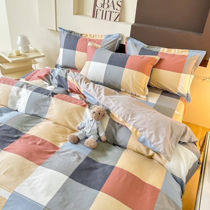 91家纺网 家纺一手货源 找家纺 帛织澜 12868全棉喷气印花四件套-简伯格-桔