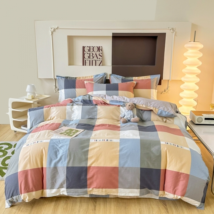 91家纺网 家纺一手货源 找家纺 帛织澜 12868全棉喷气印花四件套-简伯格-桔