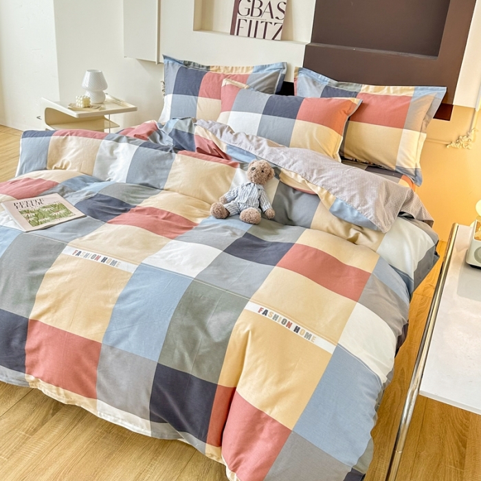 91家纺网 家纺一手货源 找家纺 帛织澜 12868全棉喷气印花四件套-简伯格-桔