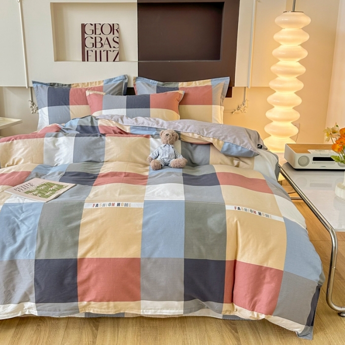 91家纺网 家纺一手货源 找家纺 帛织澜 12868全棉喷气印花四件套-简伯格-桔