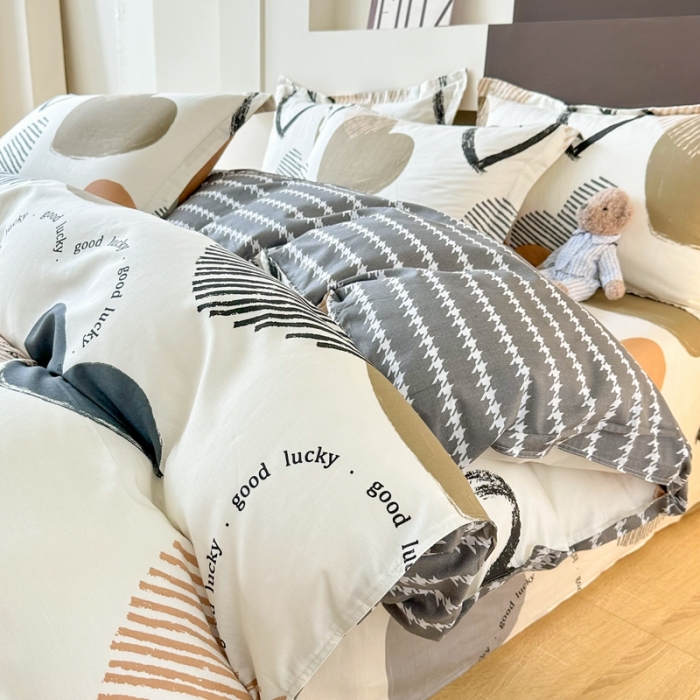 91家纺网 家纺一手货源 找家纺 帛织澜 12868全棉喷气印花四件套-卡布奇诺