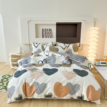 帛织澜 12868全棉喷气印花四件套-卡布奇诺