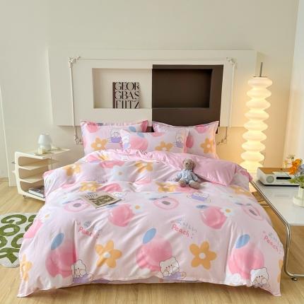 帛织澜 12868全棉喷气印花四件套-蜜桃桃