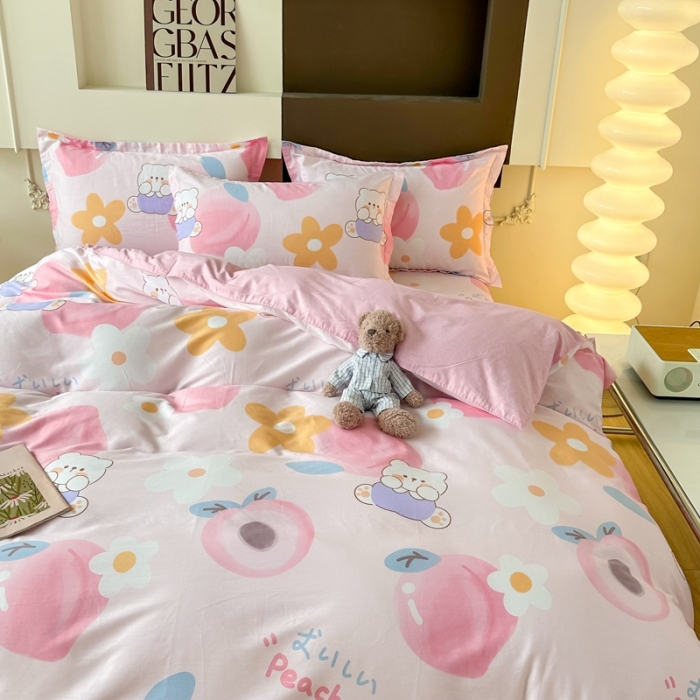 91家纺网 家纺一手货源 找家纺 帛织澜 12868全棉喷气印花四件套-蜜桃桃