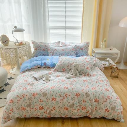 91家纺网 家纺一手货源 找家纺 （总）菲度家纺 2023新款小清新简约亲肤芦荟棉四件套