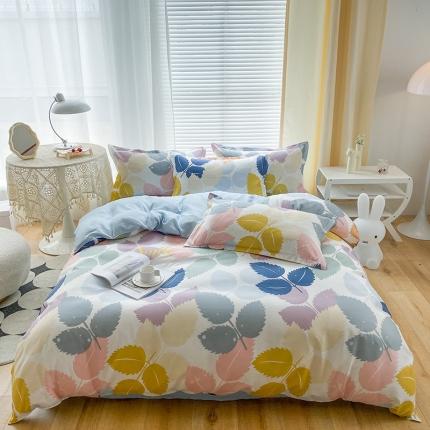 91家纺网 家纺一手货源 找家纺 （总）菲度家纺 2023新款小清新简约亲肤芦荟棉四件套