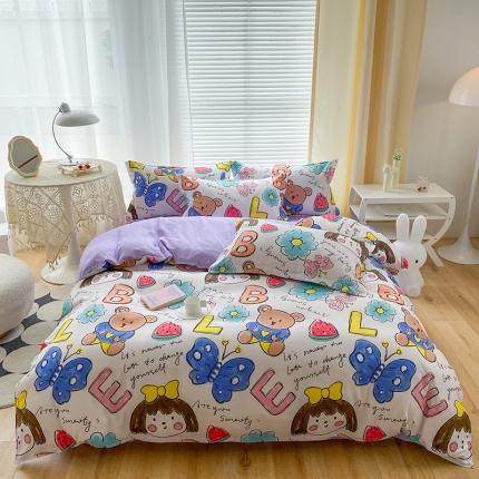 91家纺网 家纺一手货源 找家纺 （总）菲度家纺 2023新款小清新简约亲肤芦荟棉四件套