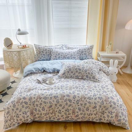 91家纺网 家纺一手货源 找家纺 （总）菲度家纺 2023新款小清新简约亲肤芦荟棉四件套