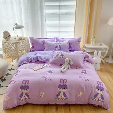 91家纺网 家纺一手货源 找家纺 （总）菲度家纺 2023新款小清新简约亲肤芦荟棉四件套