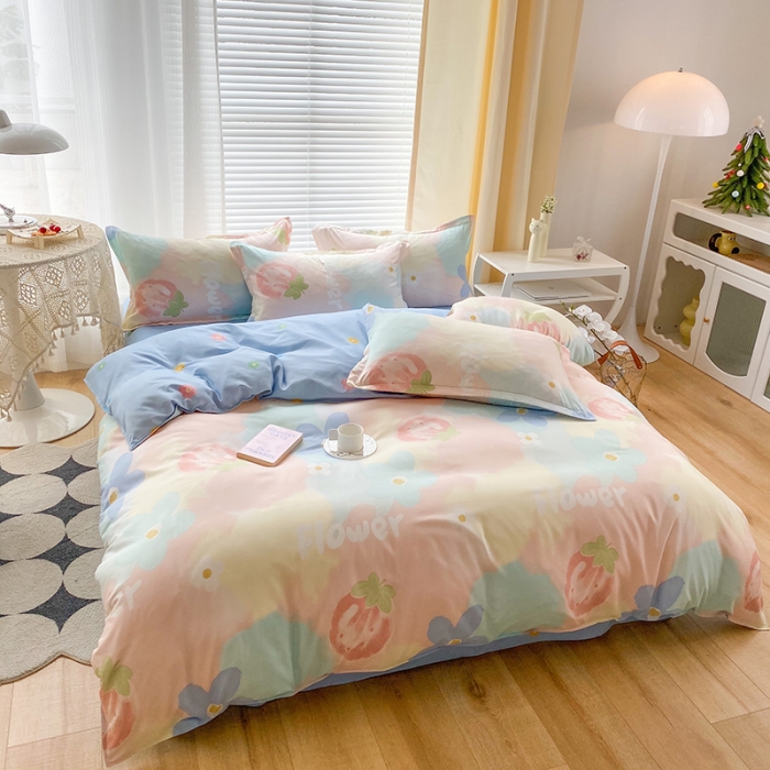 91家纺网 家纺一手货源 找家纺 （总）菲度家纺 2023新款小清新简约亲肤芦荟棉四件套