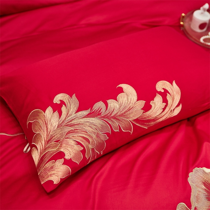 91家纺网 家纺一手货源 找家纺 宏羽纺 2024新款纯棉新中式刺绣婚庆多件套 玫瑰佳人