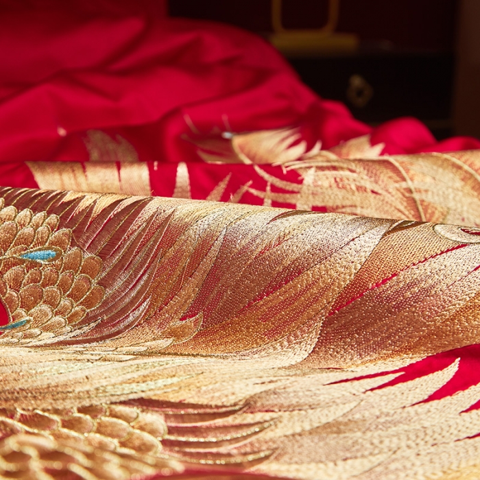 91家纺网 家纺一手货源 找家纺 宏羽纺 2024新款纯棉新中式刺绣婚庆多件套 盛世唐朝-金