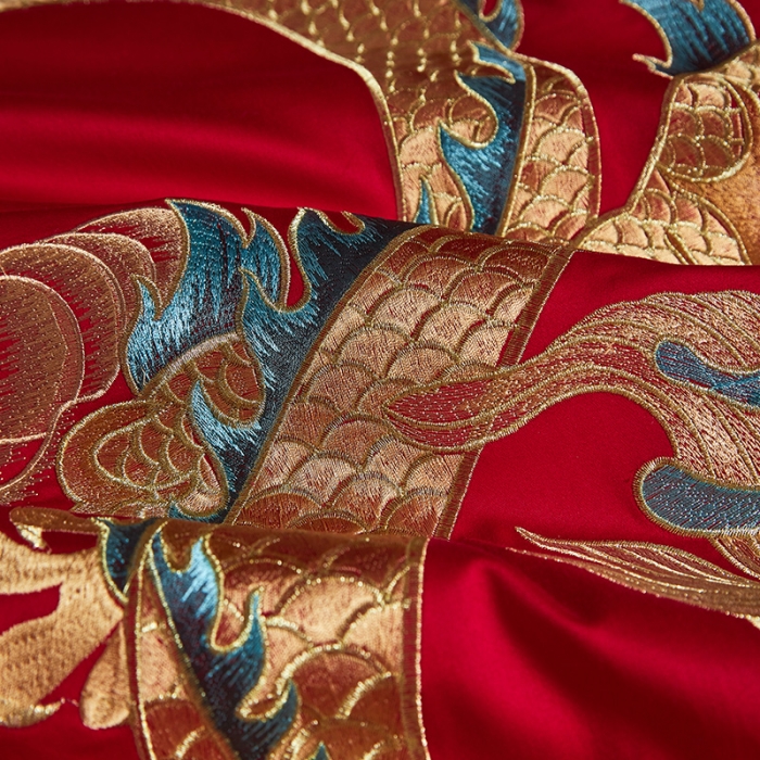 91家纺网 家纺一手货源 找家纺 宏羽纺 2024新款纯棉新中式刺绣婚庆多件套 盛世唐朝-金