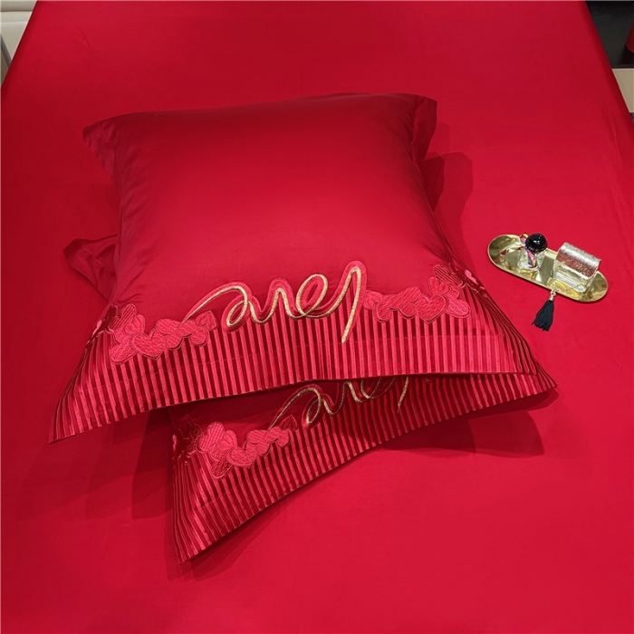 91家纺网 家纺一手货源 找家纺 宏羽纺 2024新款纯棉新中式刺绣婚庆多件套 珠联璧合-红