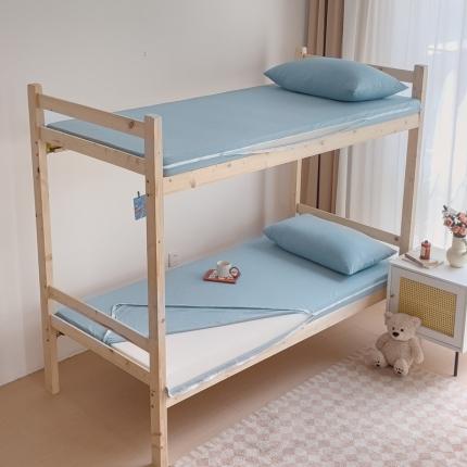 91家纺网 家纺一手货源 找家纺 新款全棉A类纯棉色织水洗棉学生宿舍三件套四件套上下铺拉链款-浅蓝