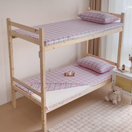 91家纺网 家纺一手货源 找家纺 新款全棉A类纯棉色织水洗棉学生宿舍三件套四件套上下铺拉链款-春彩兰格