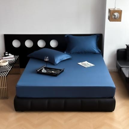 91家纺网 家纺一手货源 找家纺 爱丽丝 2023新款100支新疆全棉长绒棉纯色单品床笠 海星蓝