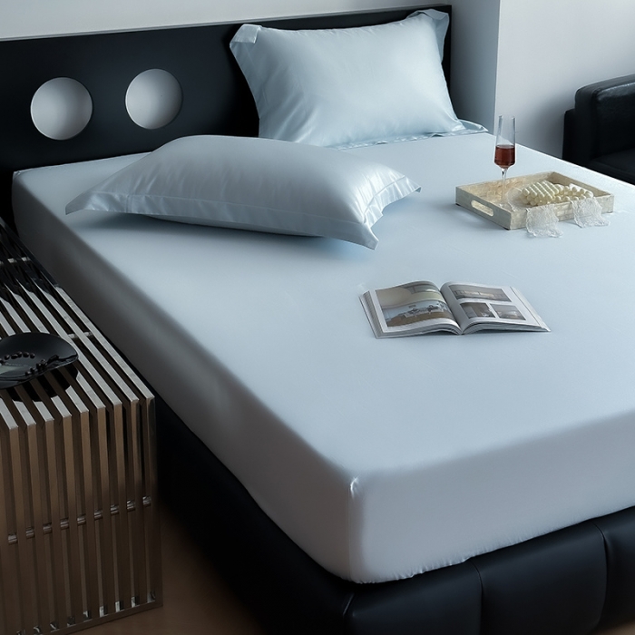 91家纺网 家纺一手货源 找家纺 爱丽丝 2023新款100支新疆全棉长绒棉纯色单品床笠 天蓝