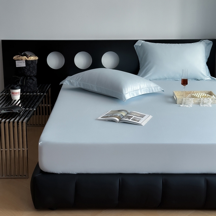 91家纺网 家纺一手货源 找家纺 爱丽丝 2023新款100支新疆全棉长绒棉纯色单品床笠 天蓝