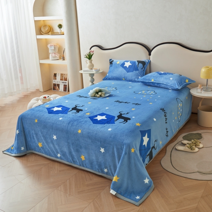 91家纺网 家纺一手货源 找家纺 雅萱 2024新款牛奶绒盖毯子毛毯午睡毯保暖加厚 星辰鹿影