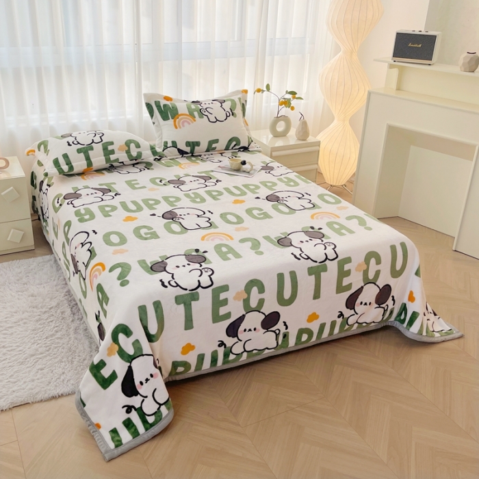 91家纺网 家纺一手货源 找家纺 雅萱 2024新款牛奶绒盖毯子毛毯午睡毯保暖加厚 汪汪