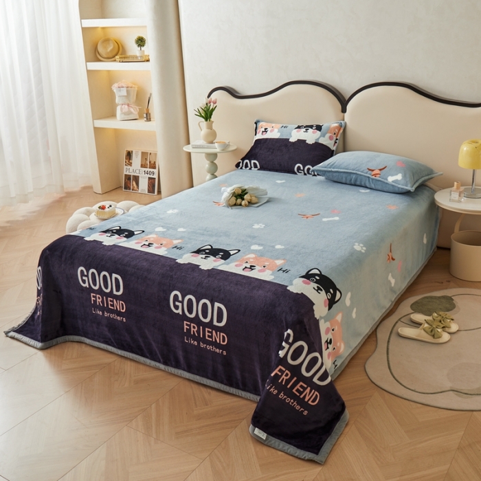 91家纺网 家纺一手货源 找家纺 雅萱 2024新款牛奶绒盖毯子毛毯午睡毯保暖加厚 可爱小狗