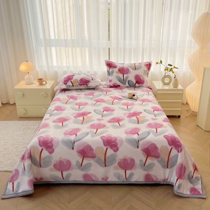 91家纺网 家纺一手货源 找家纺 雅萱 2024新款牛奶绒盖毯子毛毯午睡毯保暖加厚 花枝蔓