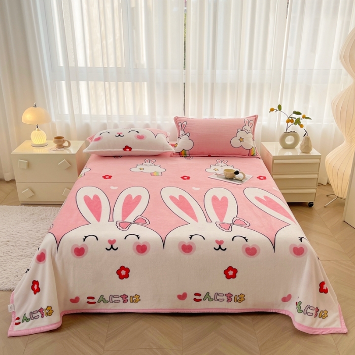 91家纺网 家纺一手货源 找家纺 雅萱 2024新款牛奶绒盖毯子毛毯午睡毯保暖加厚 大白兔