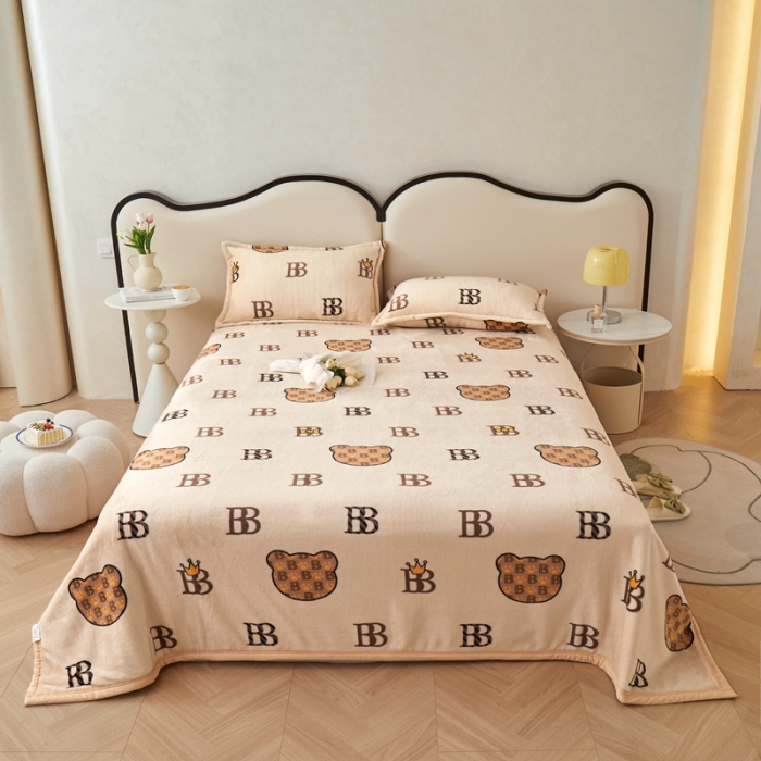 91家纺网 家纺一手货源 找家纺 雅萱 2024新款牛奶绒盖毯子毛毯午睡毯保暖加厚 宝莉熊